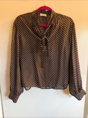 Printed Brown Tie-Neck Blouse by Marc O'Polo